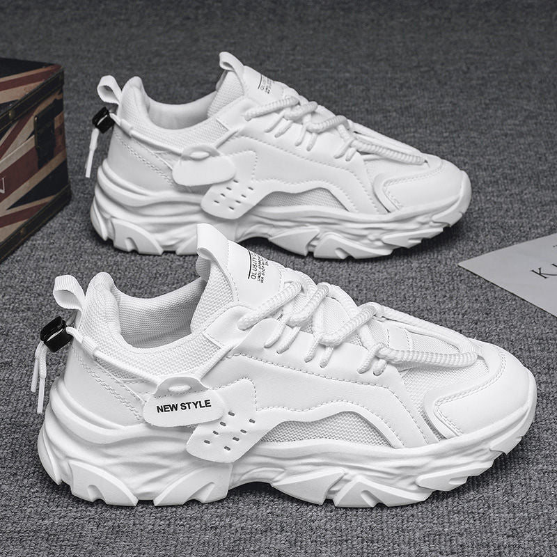 Men's winter breathable 2025 new casual black sneakers mesh thick sole height increasing dad work safety shoes
