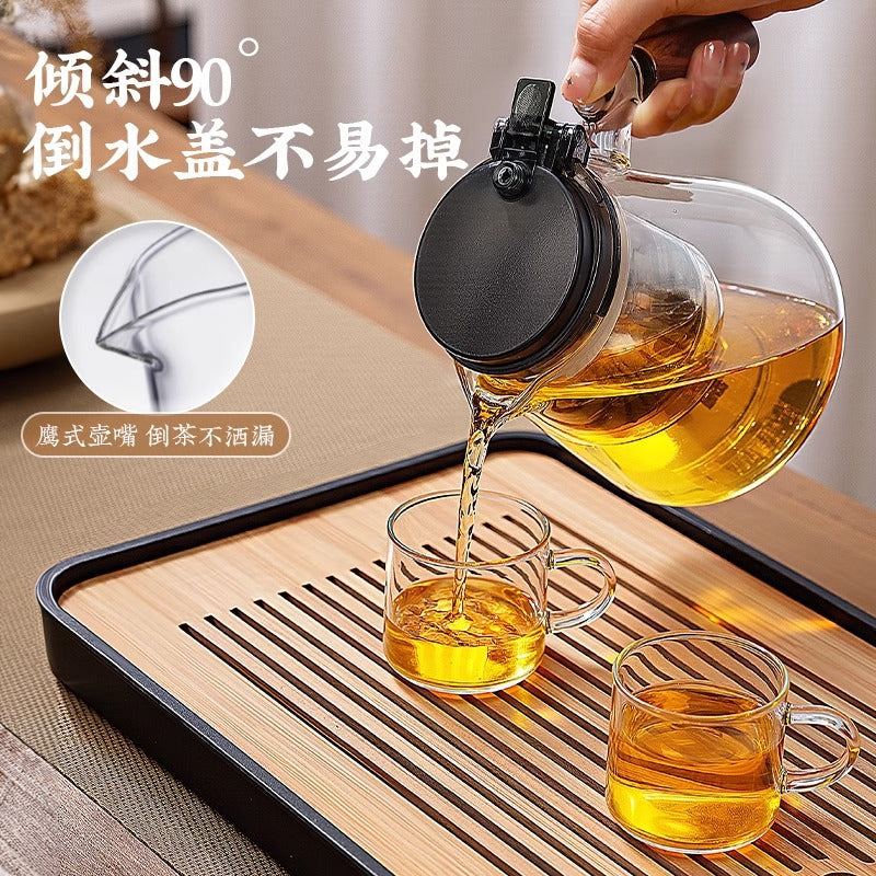 Walnut handle elegant cup high borosilicate glass teapot tea water separation cup tea water separation filter tea maker