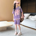 Girls' summer outfit set  new style, trendy and chic two-piece set for girls, perfect for casual wear and easy matching, available in sizes for mid-to-large children