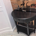Classy black semicircle console table retro entrance corridor table partition american solid wood european aisle french style