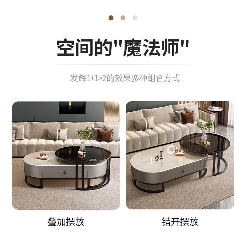 Rock slab coffee table living room for homeaccessible luxury modern tea table new arrival oval classy small apartment coffee table