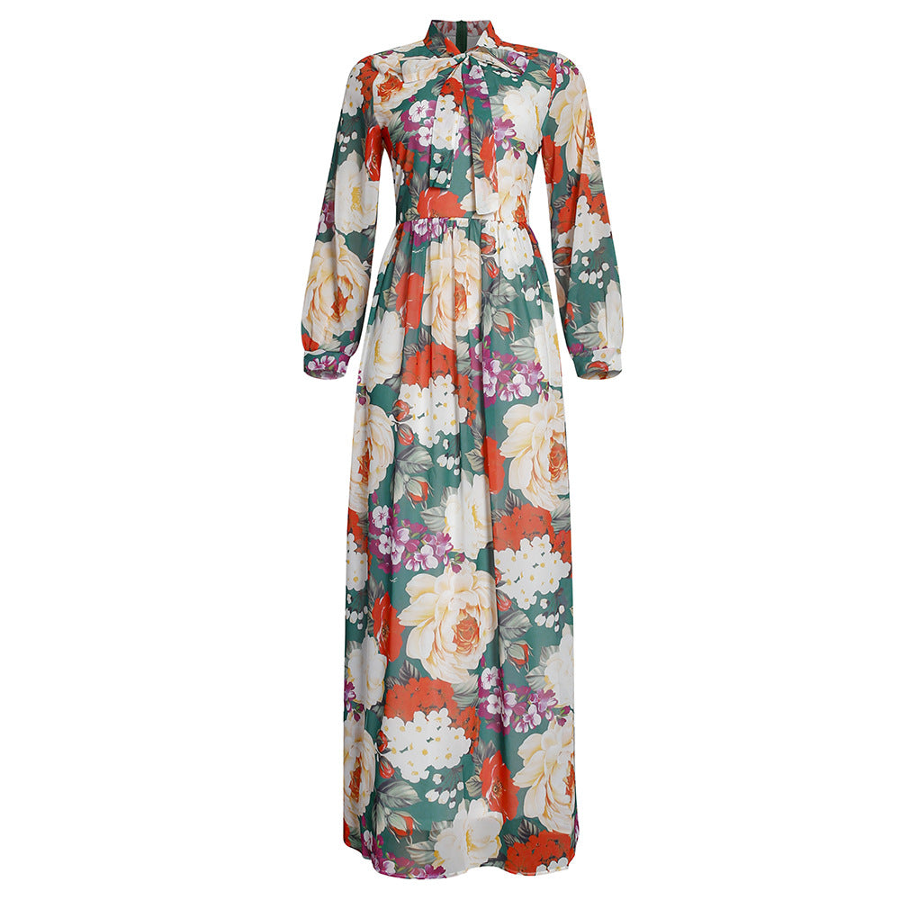 Aliexpress  african plus size women's printed office lady commute cross-border foreign trade long sleeve dress