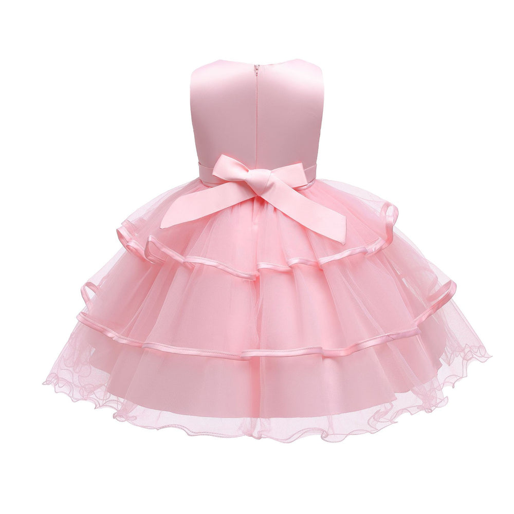 Amazon kids' dresses wedding dresses princess dresses baby girl first birthday flower girl dresses mesh vest dresses wholesale