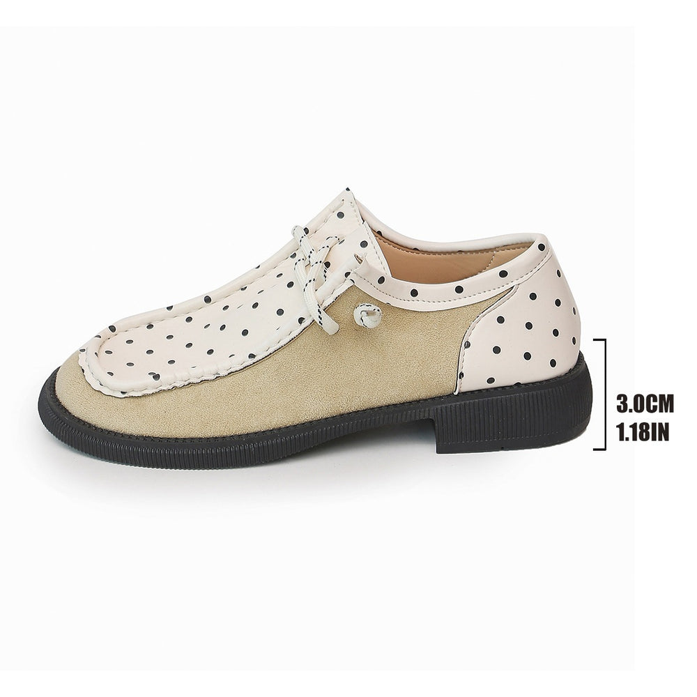 plus size spring autumnew arrivalfashionpolka dot women's shoes  round toe thick heel tie backcasualflats women's wholesale