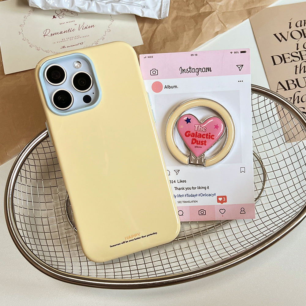 Two-tone heart stand phone case for apple 17 pro max - sweet girl style iphone 18 macaron jelly case