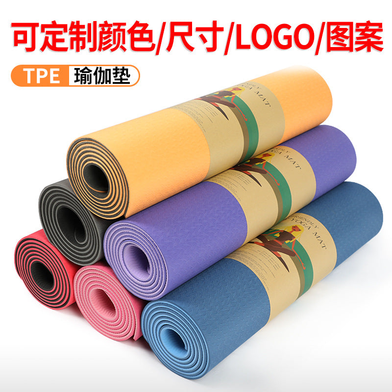 Tpe yoga mat silk screen printing manufacturer - customizable training mats, silent, non-slip, shock-absorbing, fitness, men's, extra wide, extra thick