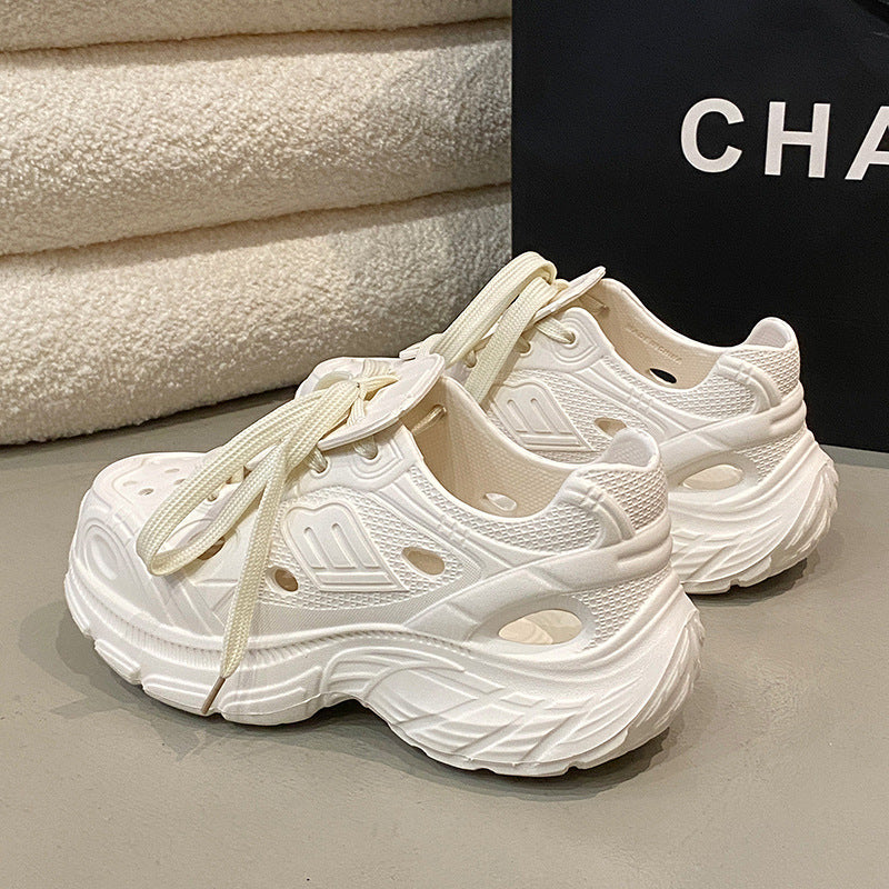 Women's clogs: 2025 new summer styles - breathable, versatile, chunky platform, height-boosting, dad shoes, sandals for women's outdoor wear