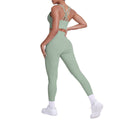 New arrival cross beautiful back cloud sense tight yoga suit suit women's high waist hip pocket sports fitness suit two-piece set