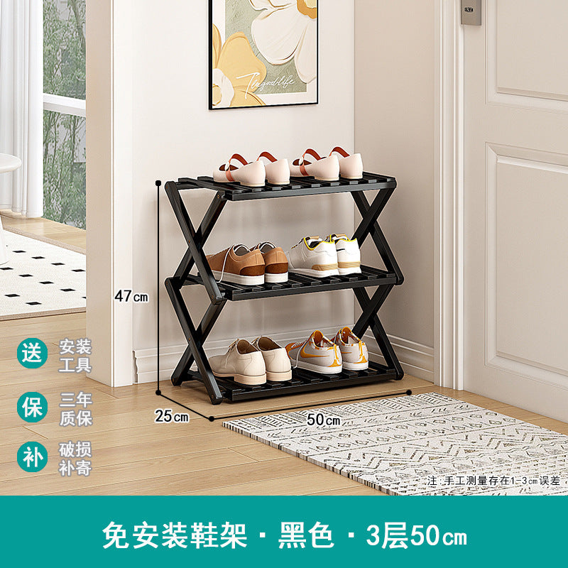 Shoe rack simple door for home multi-layer storage space-saving corner small dust-proof narrow shoe cabinet free of installation