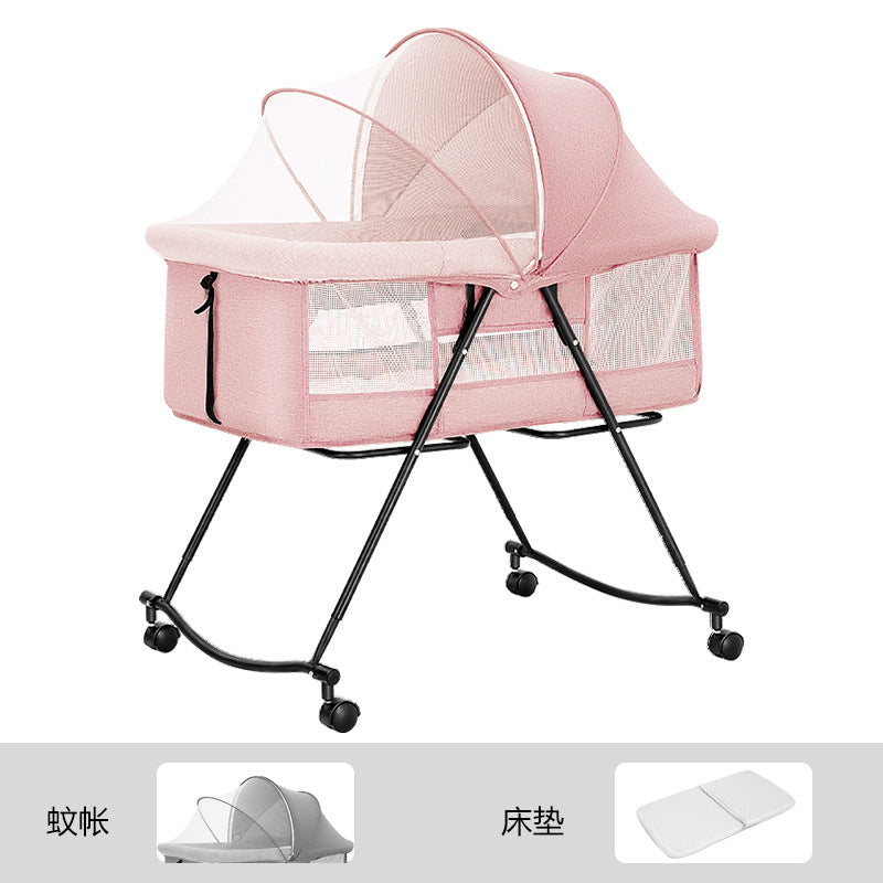 Foldable and portable bassinet crib - newborn bed, cradle, baby rocker, multi-functional splicing bed for big kids