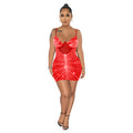 C6257 cross-border   fashion women's rhinestone mesh cami sleeveless mini dress