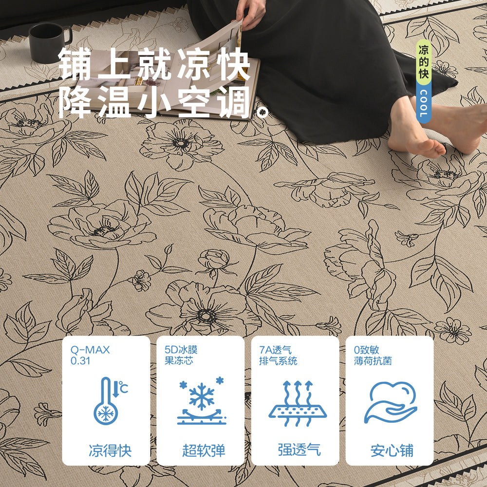 Carpet living room french retro medieval style ice silk mat carpet no-wash and wipeable sofa coffee table floor mat