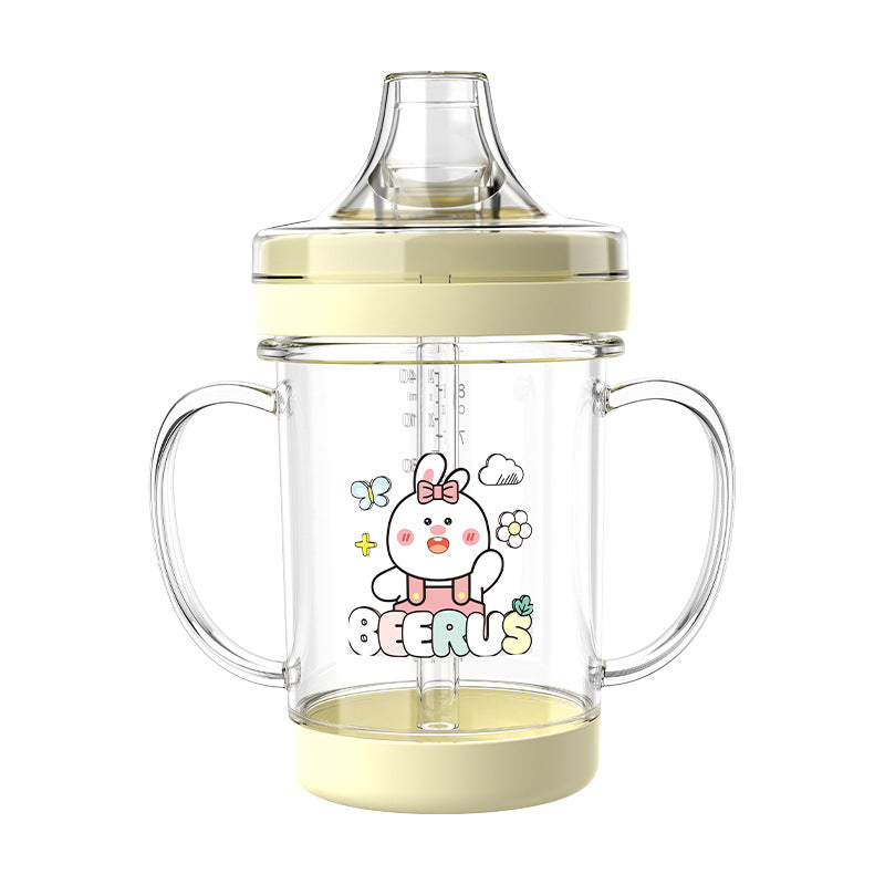 English boxed baby duck bill anti-drip water cup with lid and handle children's straw duck bill water cup