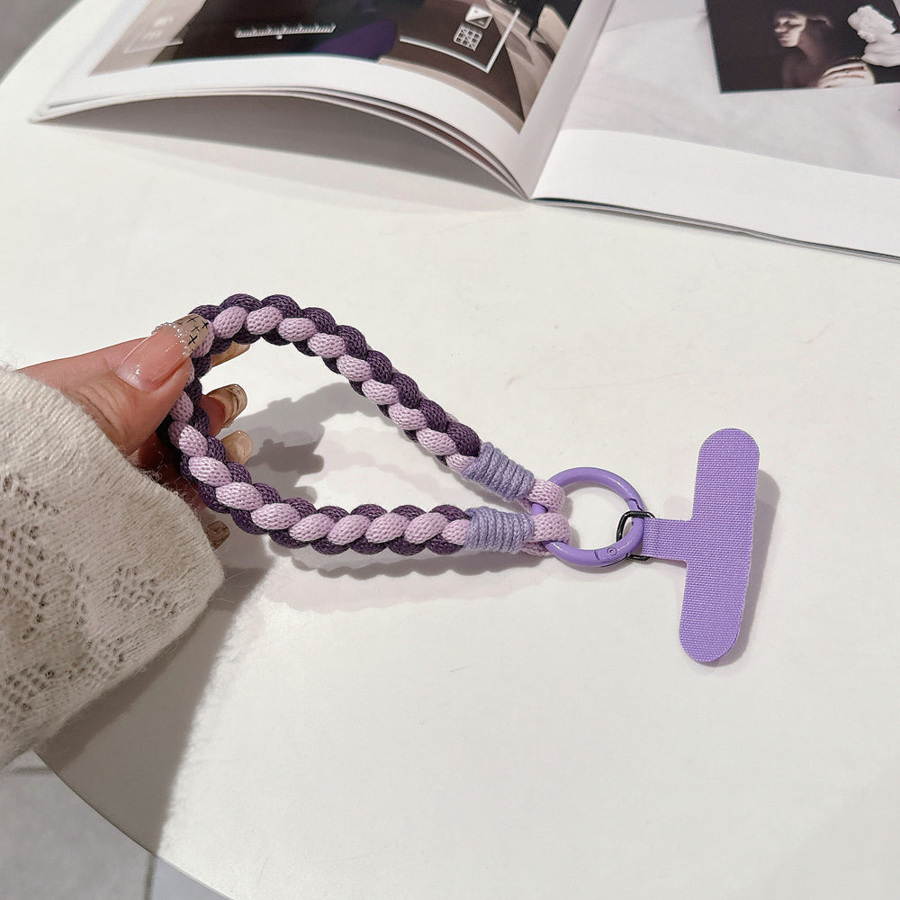 Colorful braided rope mobile phone creative short lanyard wrist nylon accessories satchel twist hanging ornaments cartoon finger ring
