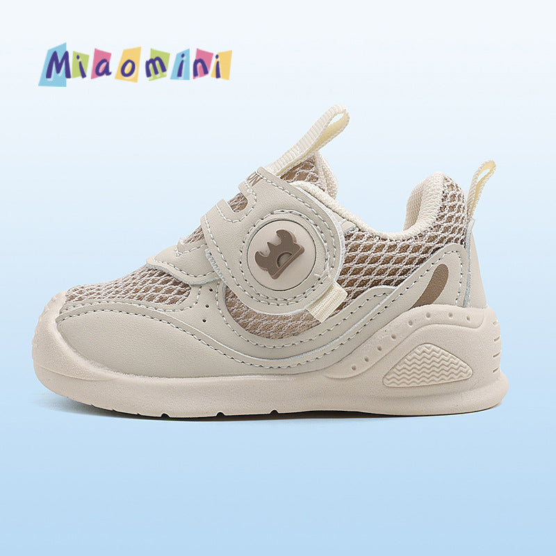 Spring/summer single mesh breathable baby first walker shoes, kids' casual shoes, velcro closure functional shoes, soft sole non-slip, ages 1-3