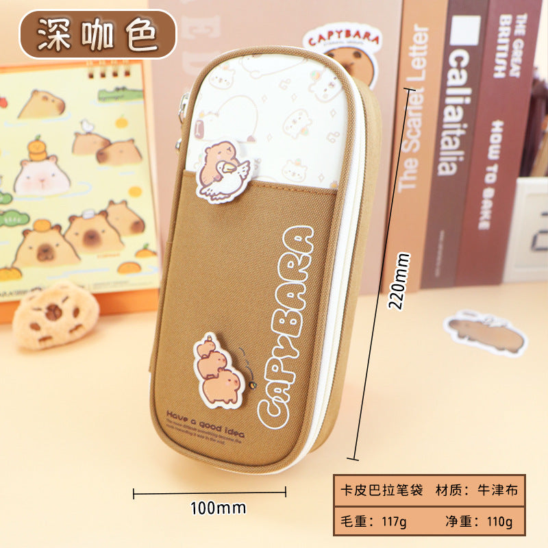 New Kapibara large-capacity pencil case high-value girl primary school stationery box junior high school girl cute pencil case