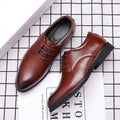 British style pointed-toe men's leather dress shoes - casual, trendy, formal, lace-up, korean style, wedding shoes - dropshipping available