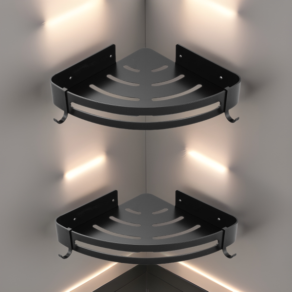 Vimeijia, non-punching space aluminum bathroom pendant, double-layer triangular basket storage rack in the corner of the bathroom