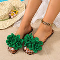 Wholesale women's plus size summer  new half-slippers: floral flat sandals, versatile one-strap slides for outdoor wear