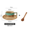 Vintage stoneware underglaze coffee cup and saucer set - ceramic drinking cup - office milk tea cup - high-style terracotta tea cup