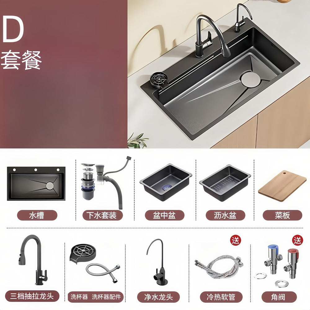 kitchen sink large single slot sus304 stainless steel nano handmade vegetable basin dishwashing sink countertop basin for home
