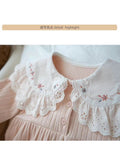 Infant and toddler spring and autumn clothing, baby girl long-sleeved romper, 100-day and first-year celebration outfit, stylish floral jumpsuit, super cute peter pan collar