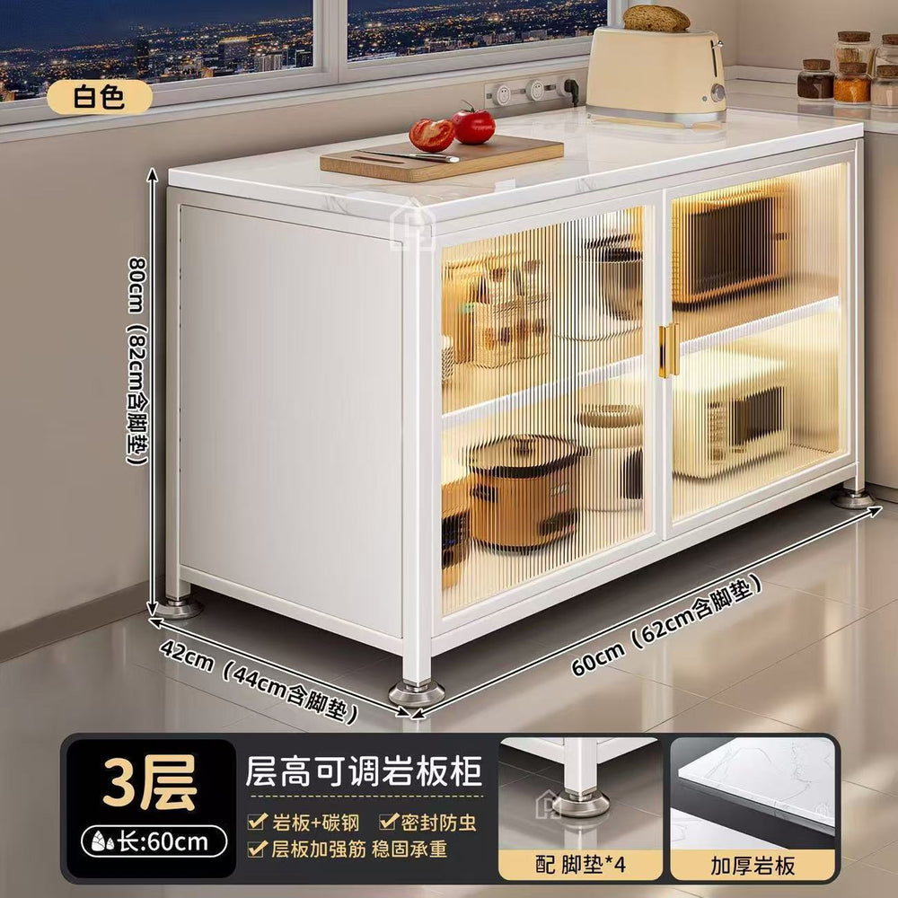 Medieval style sideboard changhong glass with lights for home restaurant tea storage cabinet cream style multifunctional water bar cabinet