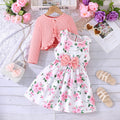 spring/autumn collection: girls' colorful sundress + solid color cardigan - stylish and elegant new arrival for little ladies