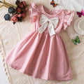 new girls' sleeveless dress - sweet bowknot mesh a-line dress for toddlers and young children - european and american style