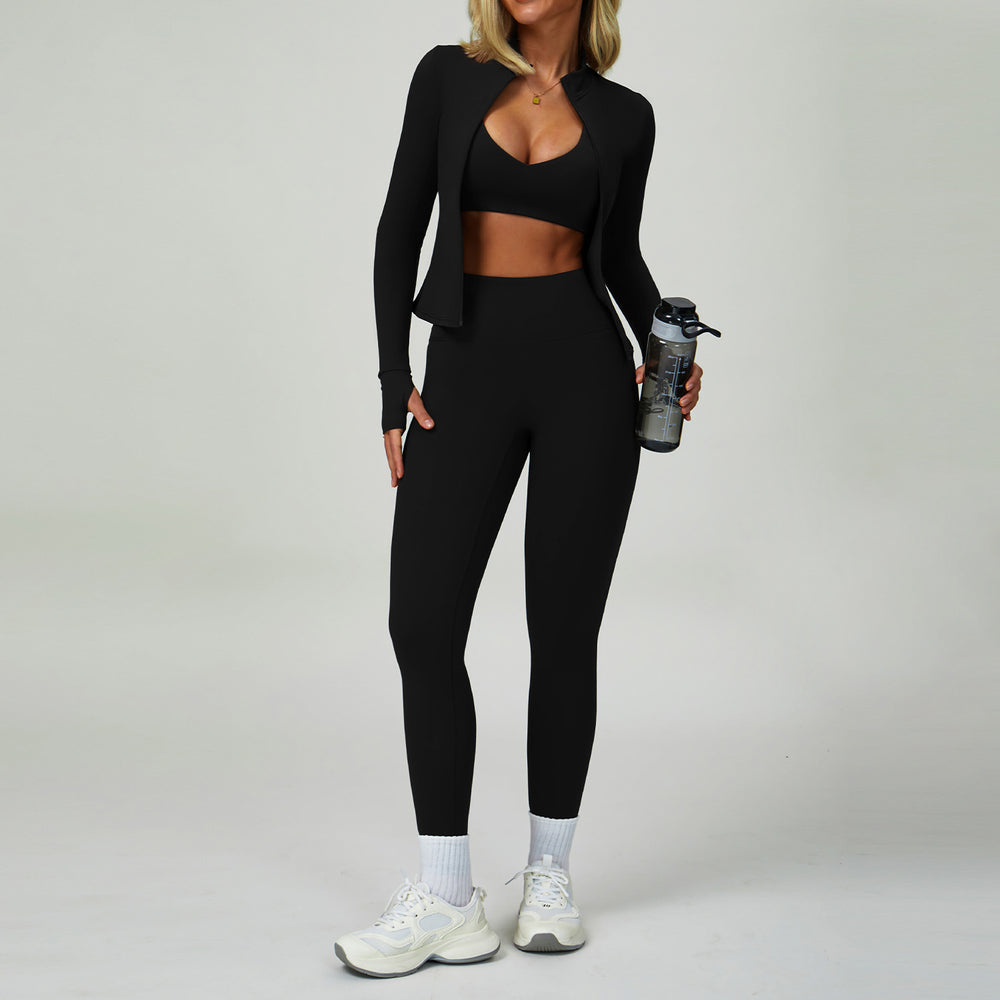 Summer cross-border barely-there yoga set - backless, tight-fitting, quick-dry activewear - outdoor sports running three-piece set 9300