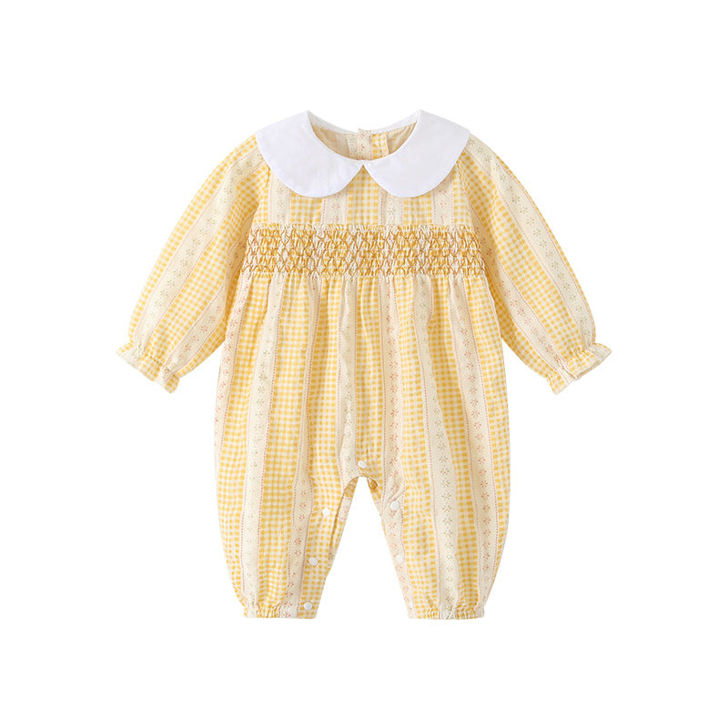 Newborn pure cotton class a clothing autumn super cute baby girl one-piece cute outing khaki ins romper autumn clothing