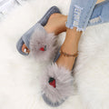 plus size rhinestone cotton slippers women's plush home slippers one-word fur slippers fall and winteroutwear slippers wholesale