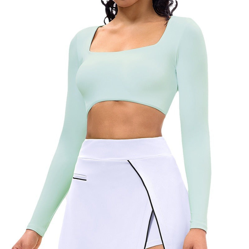 New summer fitness running sports skirt long sleeve top with padded bra tennis outfit golf tennis skirt for women
