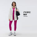 Storable hooded stand-up collar sports outwear women's drawstring waist slimming look medium longcardigan zipper jacket d26066