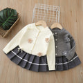 autumnew arrivalgirlsweatercardigantwo-piece sethandmade flower tweed stylejksweatersuit