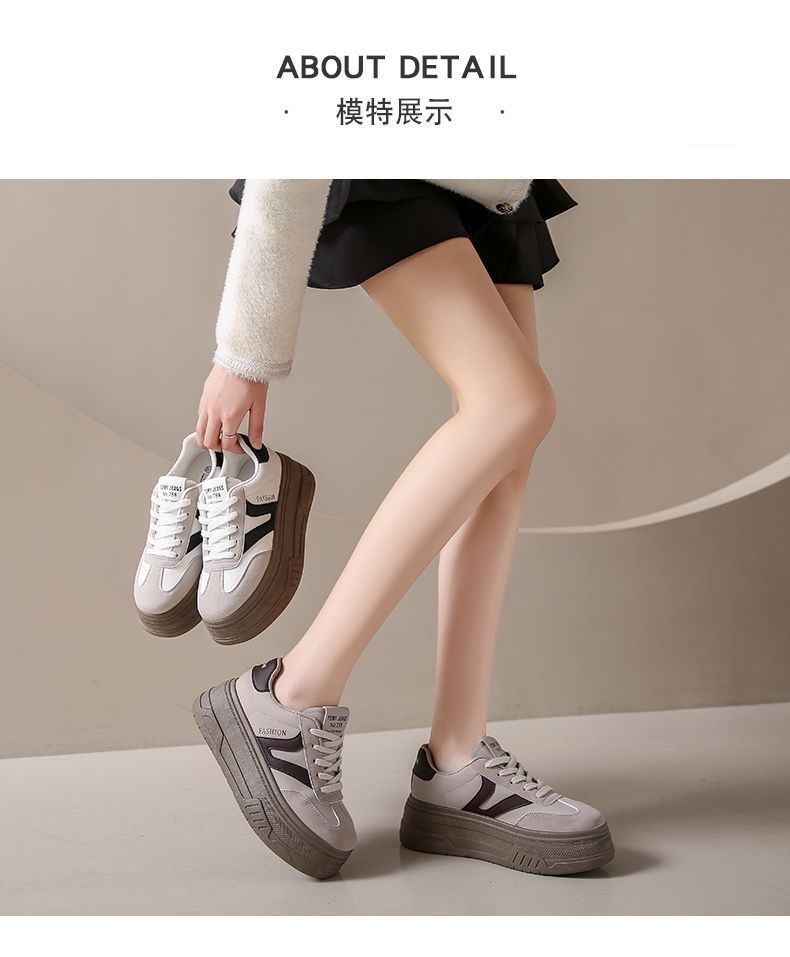 White chunky sole sneakers - women's height increasing white shoes - 2026 spring/summer new arrivals - korean style casual versatile platform sneakers for petite women