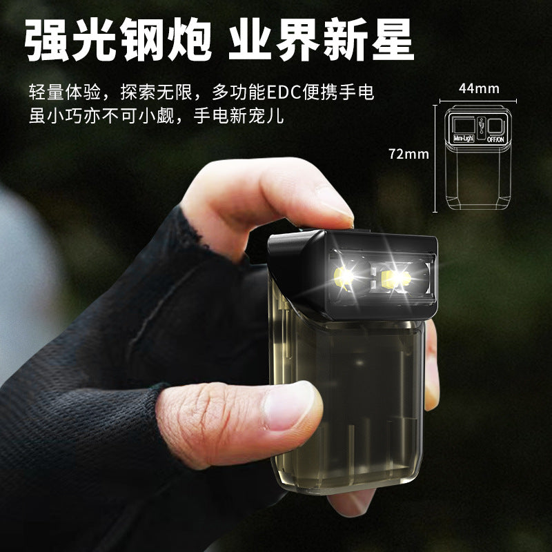 Cross-border new LED flashlight Type-C charging rotatable lamp head with magnetic multi-function keychain light
