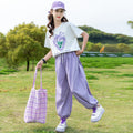 Girls' summer fashion short-sleeve outfit: stylish and trendy lightweight set for girls, ages 8-9
