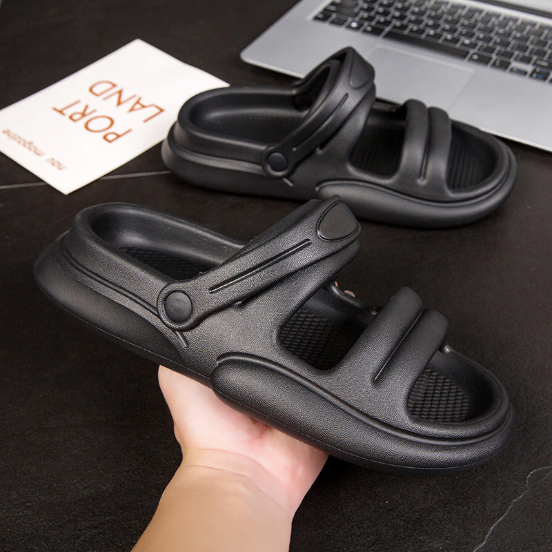 Summer men's fashion trend outdoor wearing slippers women's  large-size couple sandals men's household one-word drags men