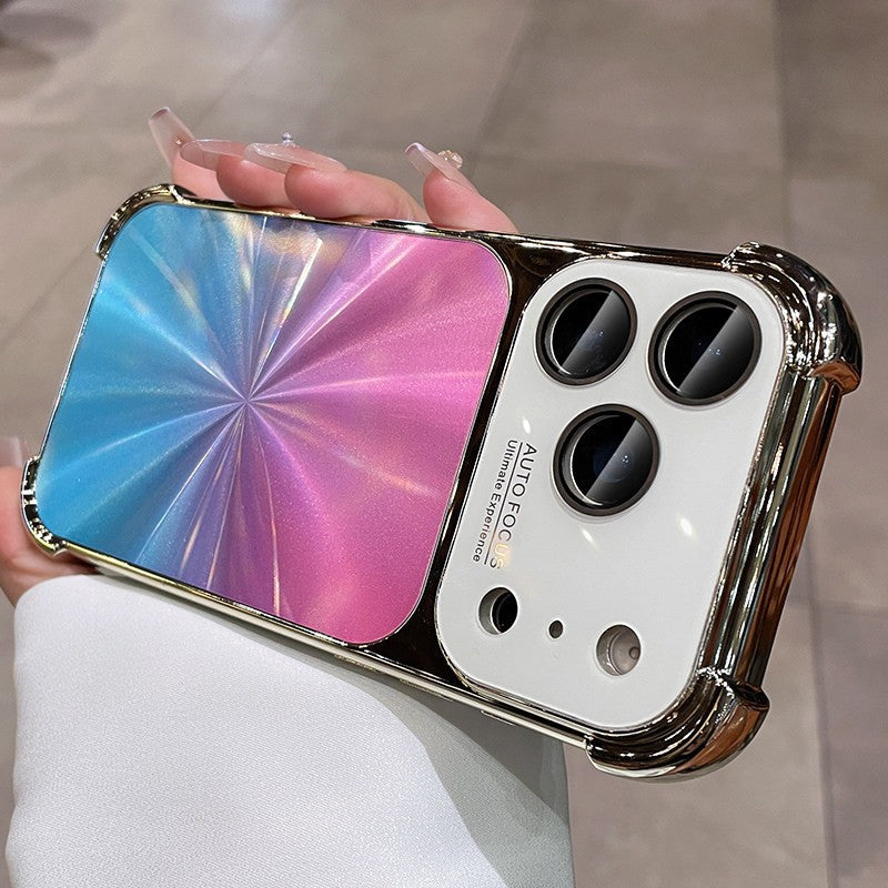 Dazzling laser cd pattern aurora large window case for iphone 16 pro max - instantly upgrade to iphone 17 style, also compatible with iphone 14