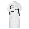 D3334export women's clothing  women's short-sleeved fashion loose lapel shirt mid-length shirt cross-border dress