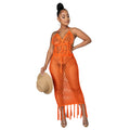 e-commerce source factory: european and american sexy women's knitted set, cutout swimsuit beach cover-up two-piece set