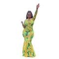 European and american cross-border chic women's clothing:  spring new arrival - long sleeve crew neck hollow-out waist-cinching bodycon maxi dress