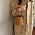2026new arrival frosted bucket bag for women niche style design retro vegetable basket mother-in-law bag classy sense satchel crossbody bag