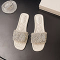 Plus size women's slides for export -  summer new arrivals: european & american fashion rhinestone flat one-strap sandals