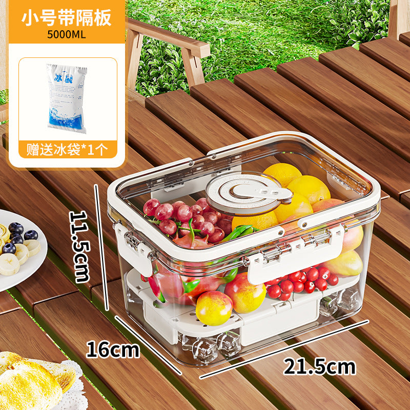 Portable crisper portable camping household refrigerated fruit bento sealed food grade outdoor storage box