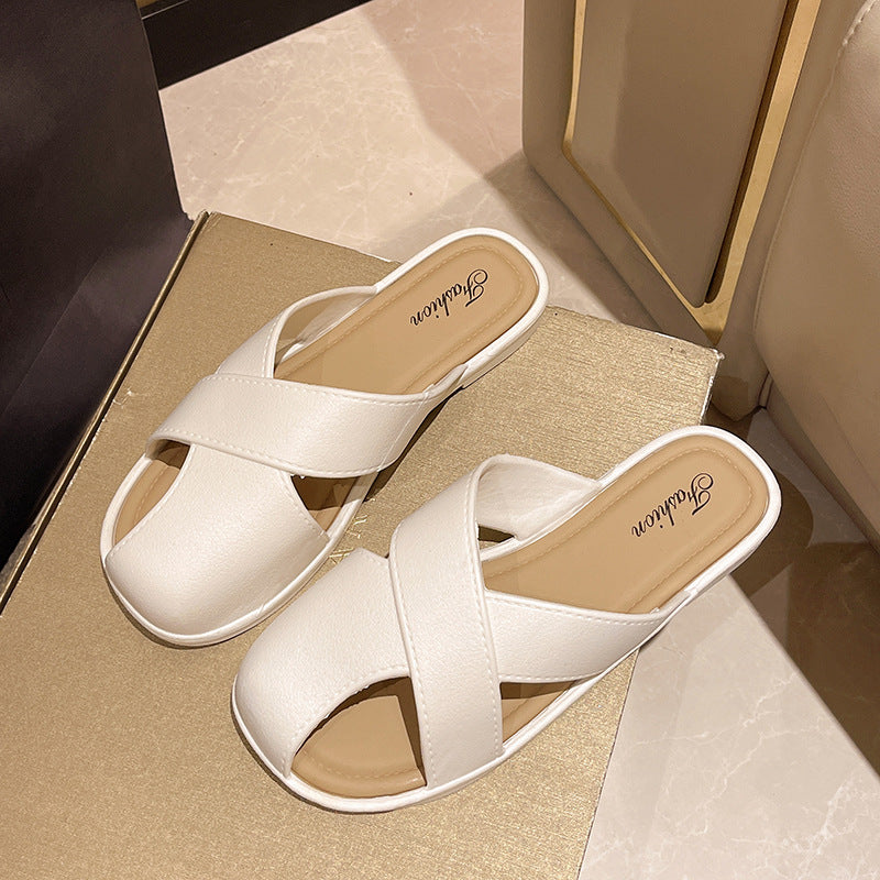 2024new arrival baotou slippers women's popular ins summer lazy western style sweet fairy style one-line cool slippers for women