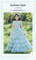 Girls' chiffon dress - floral print, country style, fresh and flowy, suspender dress, chic and stylish, new  long dress