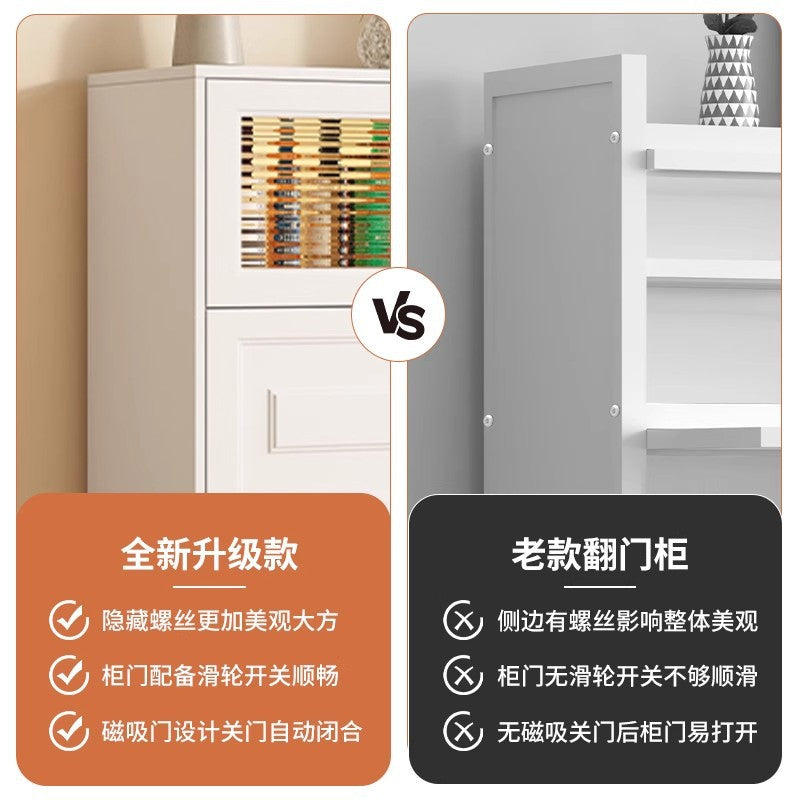 Steel five-bucket flap door cabinet, entrance integrated locker, dust-proof floor-to-ceiling storage cabinet, cream wind bookcase display cabinet