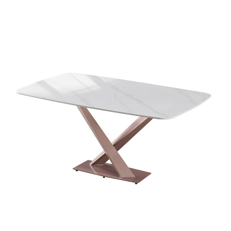 Italian light luxury sintered stone dining table and chairs set - modern minimalist rectangular dining table for small spaces